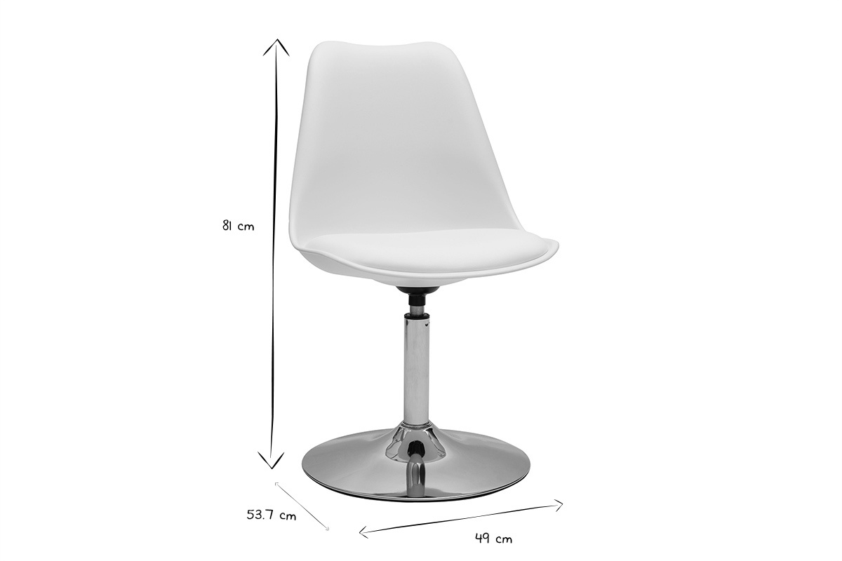 Chaise design pivotante blanche et mtal chrom STEEVY V2