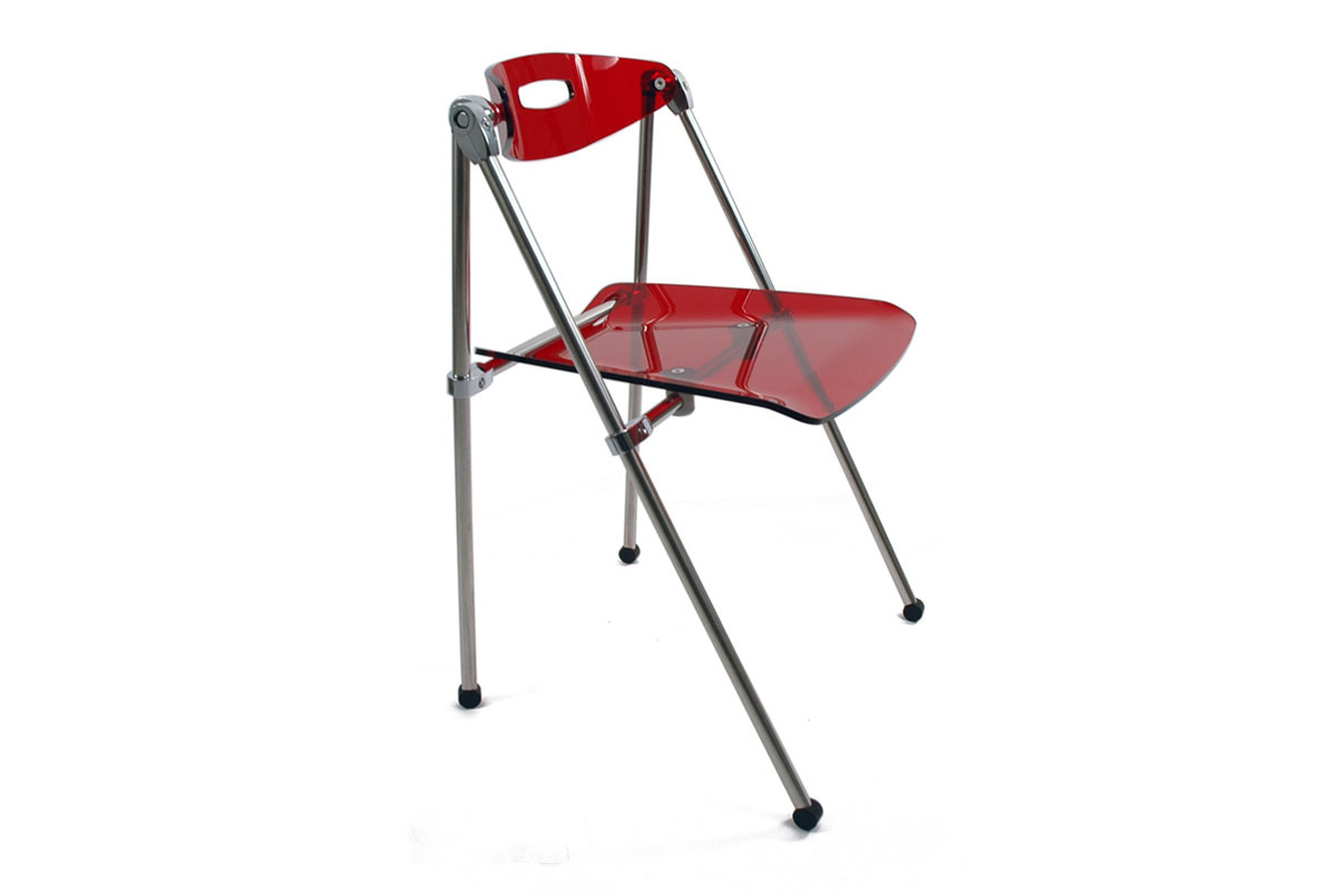 Chaise design plexiglas rouge pliante - lot de 4 JULIE