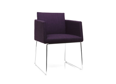 Chaise design polyester violet et acier chrom&eacute; NEORA