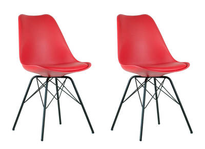 Chaise design rouge pieds en &eacute;toile lot de 2 STEEVY V2