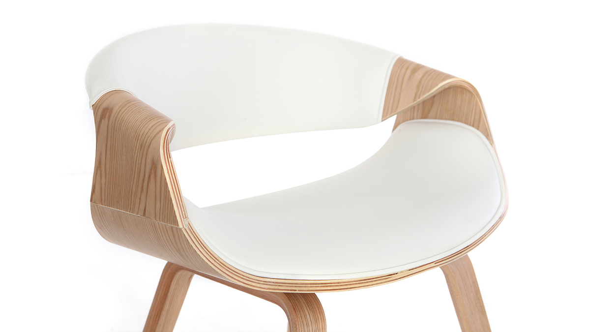 Chaise design scandinave blanc et bois clair ARAMIS