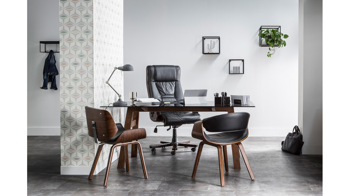 Chaise design scandinave blanc et bois clair ARAMIS