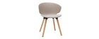 Chaise design taupe et bois clair WING