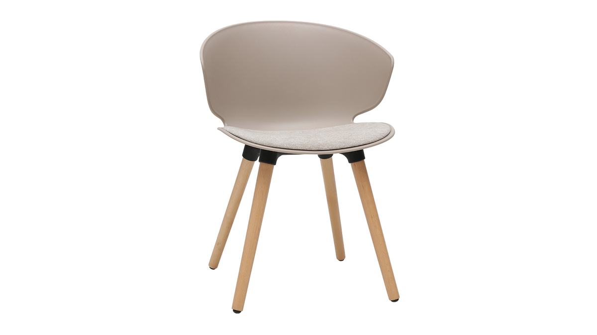 Chaise design taupe et bois clair WING