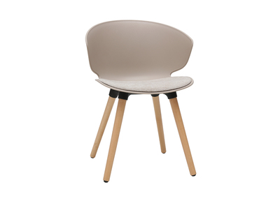 Chaise design taupe et bois clair WING