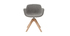 Chaise design tissu effet velours gris et bois AARON