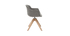 Chaise design tissu effet velours gris et bois AARON