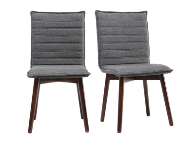 Chaise design tissu gris anthracite pieds bois fonc&eacute; - lot de 2 IZAL