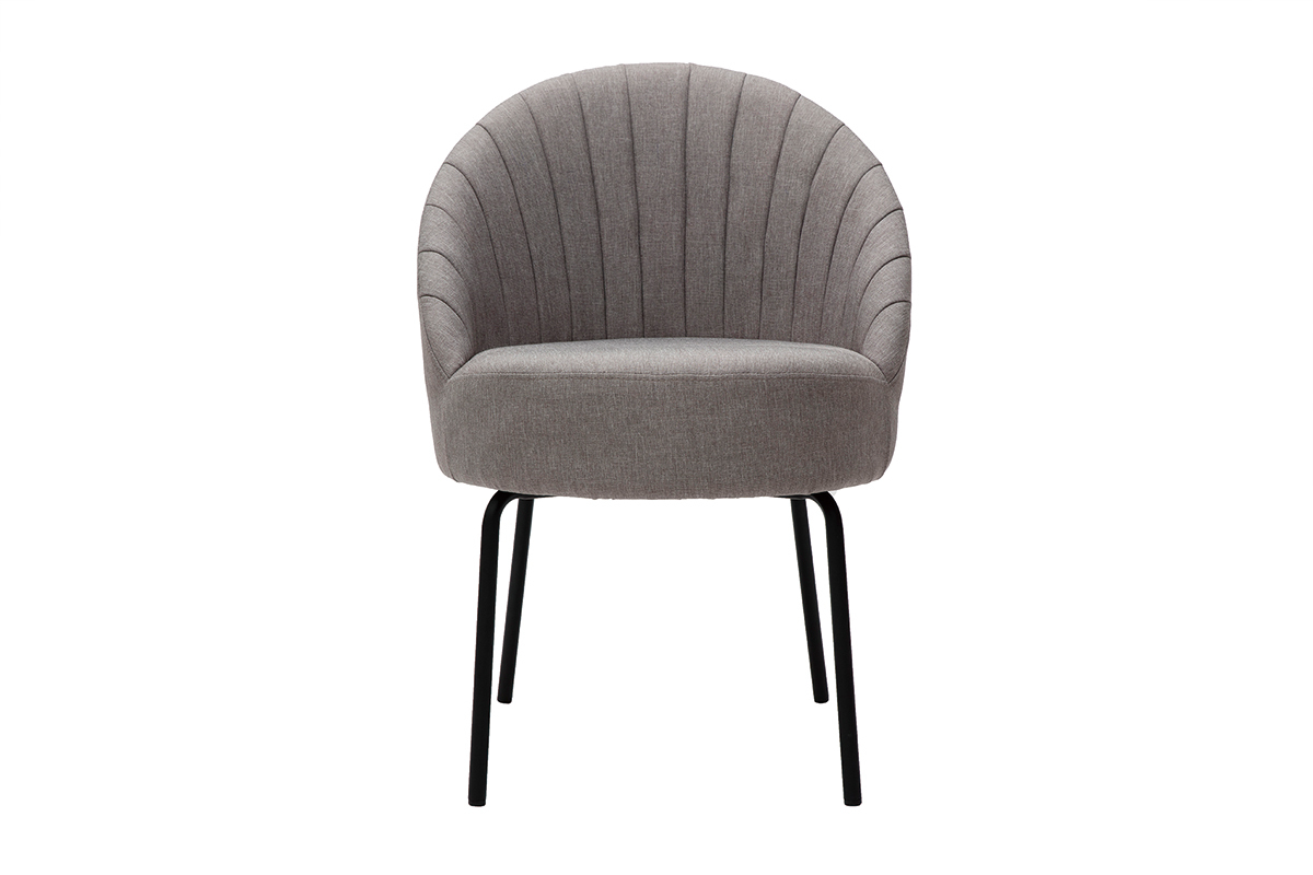 Chaise design tissu gris et m�tal noir IZAAC