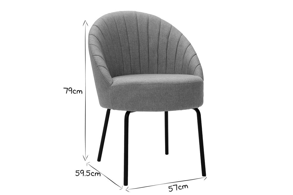 Chaise design tissu gris et m�tal noir IZAAC