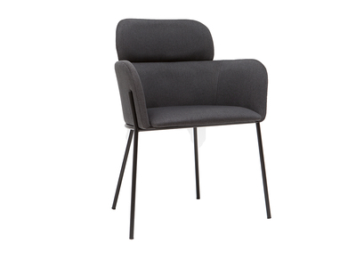 Chaise design tissu gris et m&eacute;tal noir TULUM
