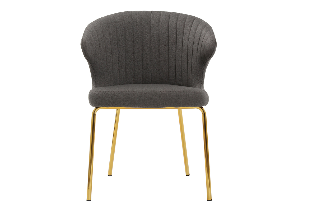 Chaise design tissu gris fonc pieds mtal dor REQUIEM