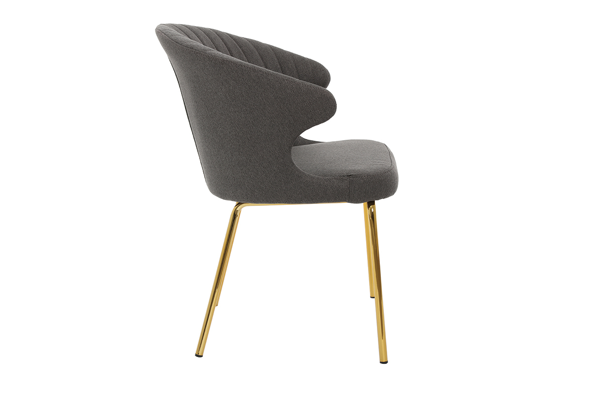 Chaise design tissu gris fonc pieds mtal dor REQUIEM