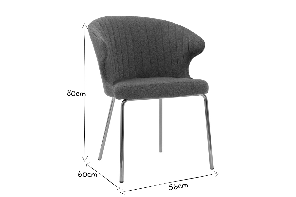 Chaise design tissu gris fonc pieds mtal dor REQUIEM
