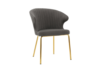 Chaise design tissu gris fonc&eacute; pieds m&eacute;tal dor&eacute; REQUIEM - Miliboo & St&eacute;phane Plaza