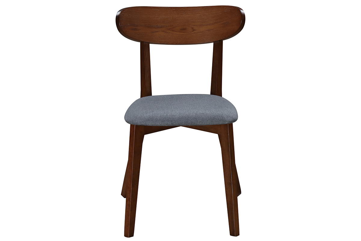 Chaise design vintage grise et pieds noyer (lot de 2) MARIK