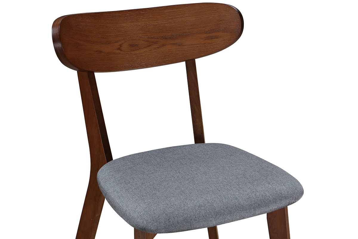 Chaise design vintage grise et pieds noyer (lot de 2) MARIK
