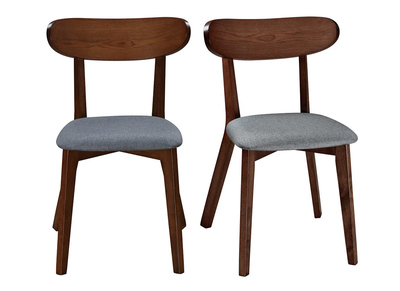 Chaise design vintage grise et pieds noyer (lot de 2) MARIK