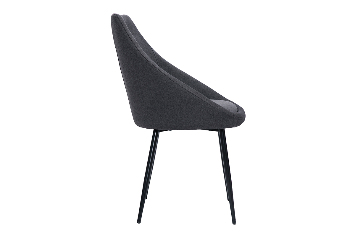 Chaise en tissu gris fonc et mtal noir BOOMER
