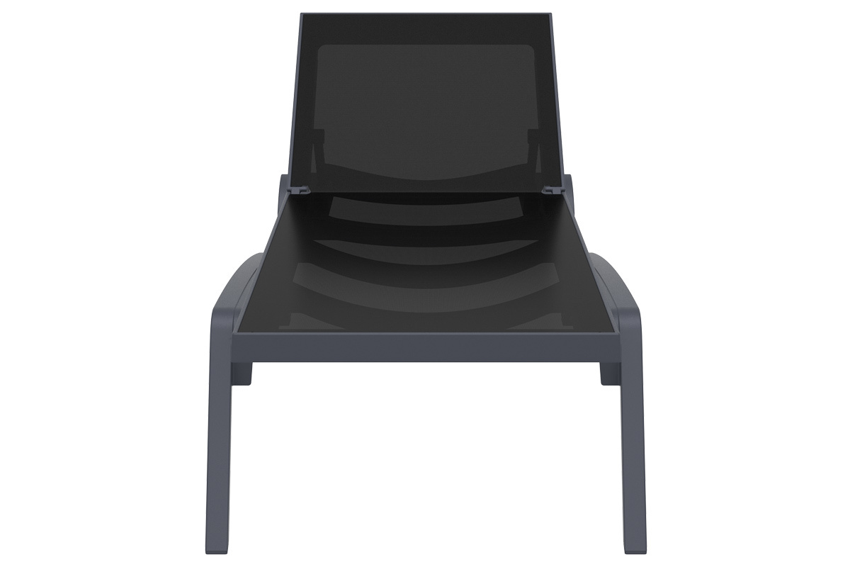 Chaise longue ajustable noire  roulettes CORAIL