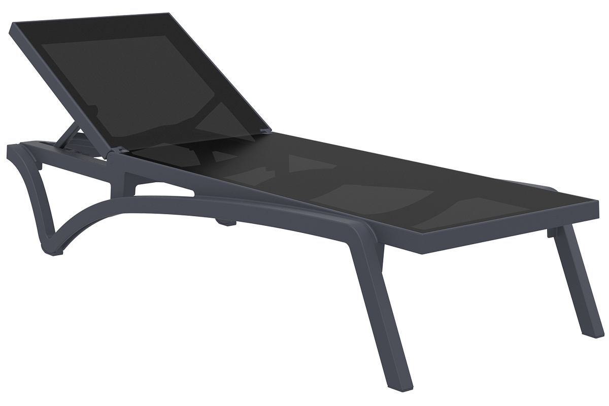Chaise longue ajustable noire  roulettes CORAIL