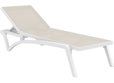 Chaise longue blanc et taupe CORAIL