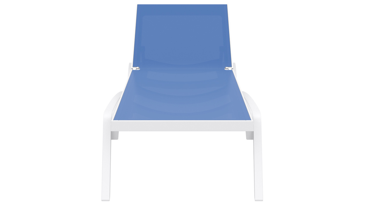 Chaise longue bleue et blanche  roulettes CORAIL