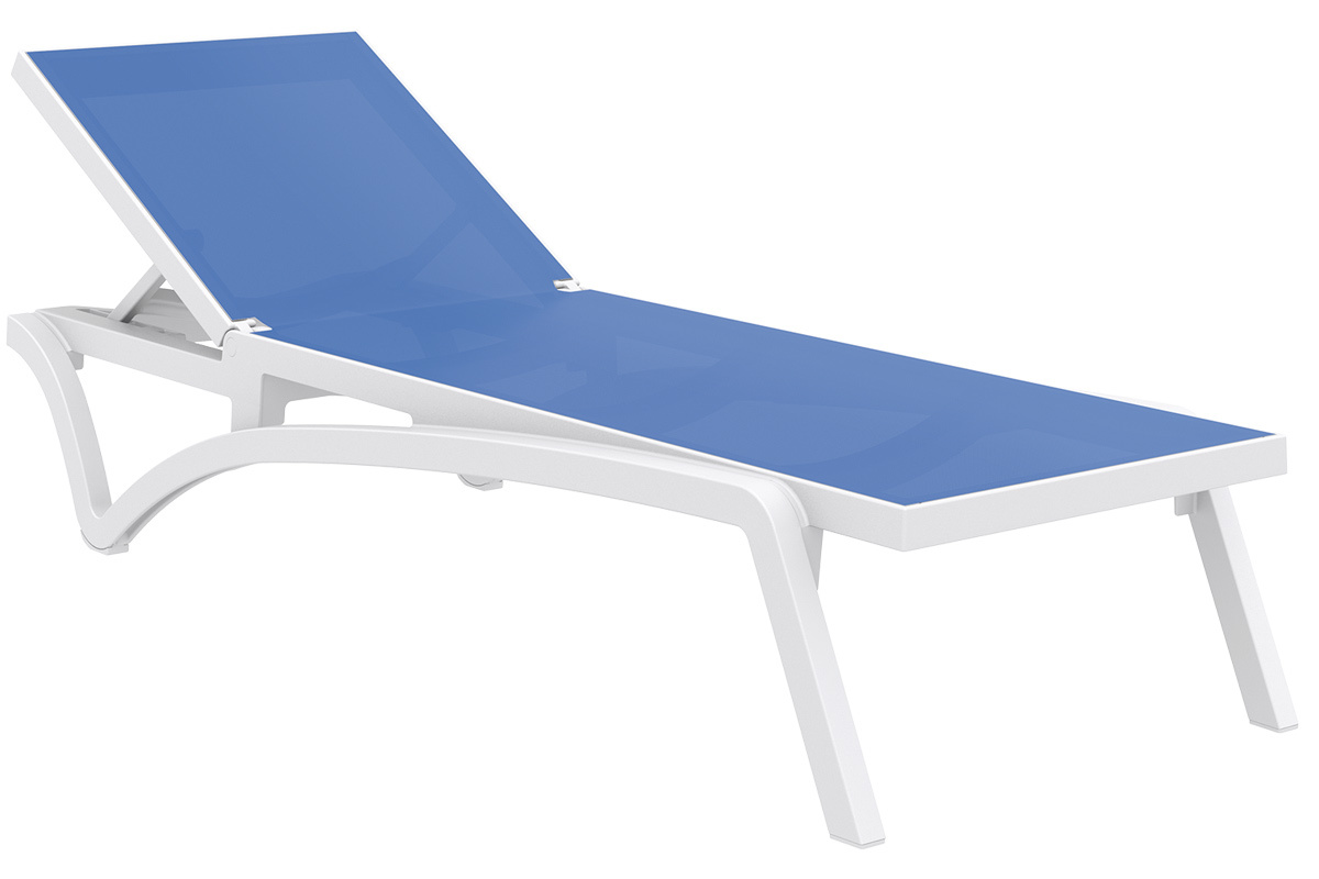 Chaise longue bleue et blanche  roulettes CORAIL