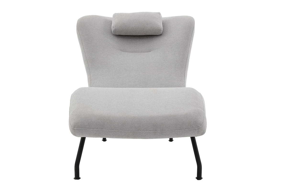 Chaise longue design tissu effet velours gris clair FLOW