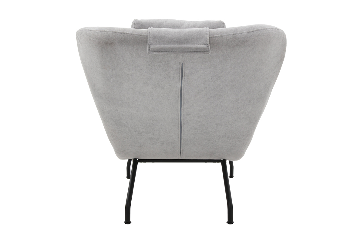 Chaise longue design tissu effet velours gris clair FLOW