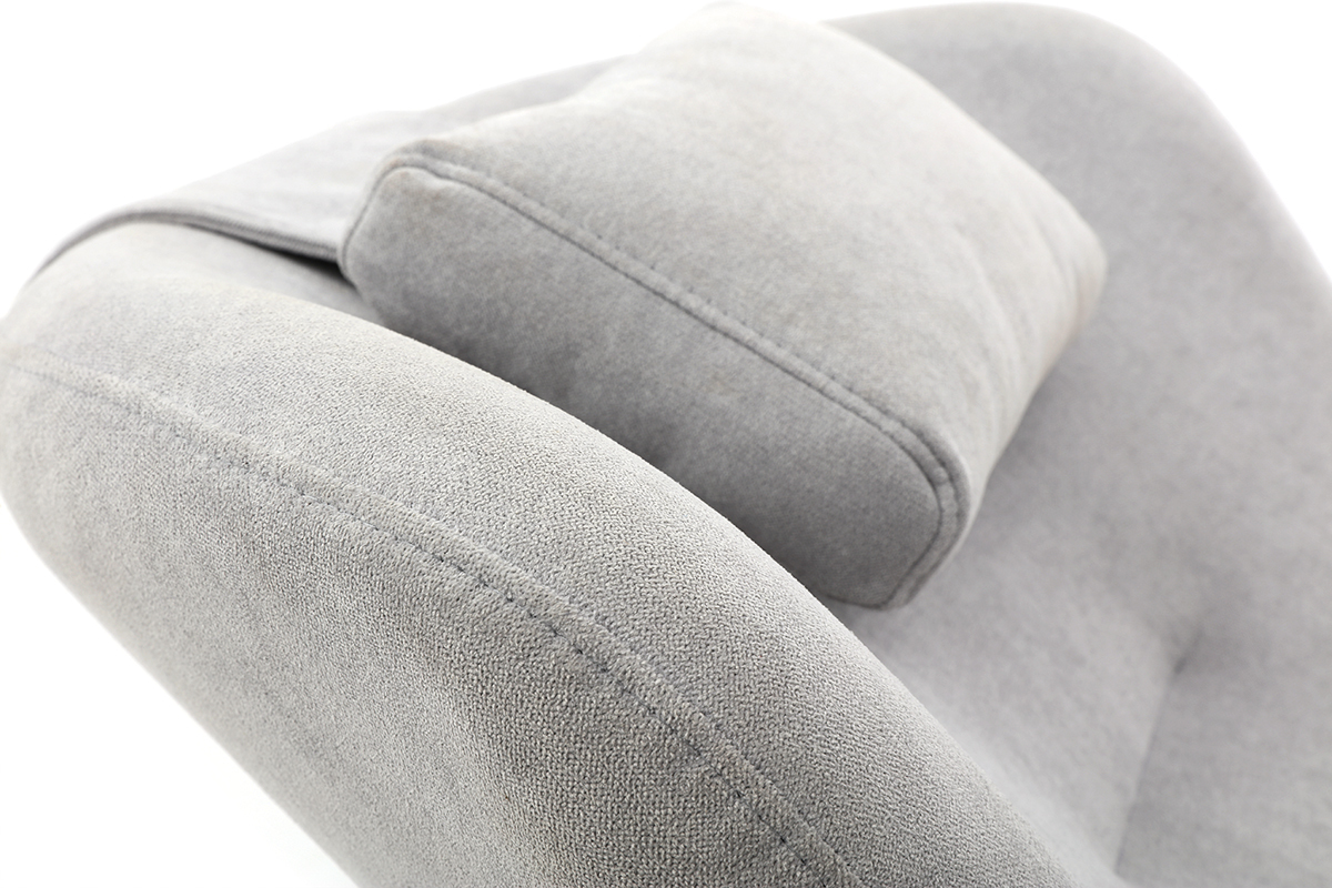 Chaise longue design tissu effet velours gris clair FLOW