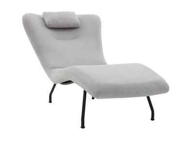 Chaise longue design velours gris clair FLOW