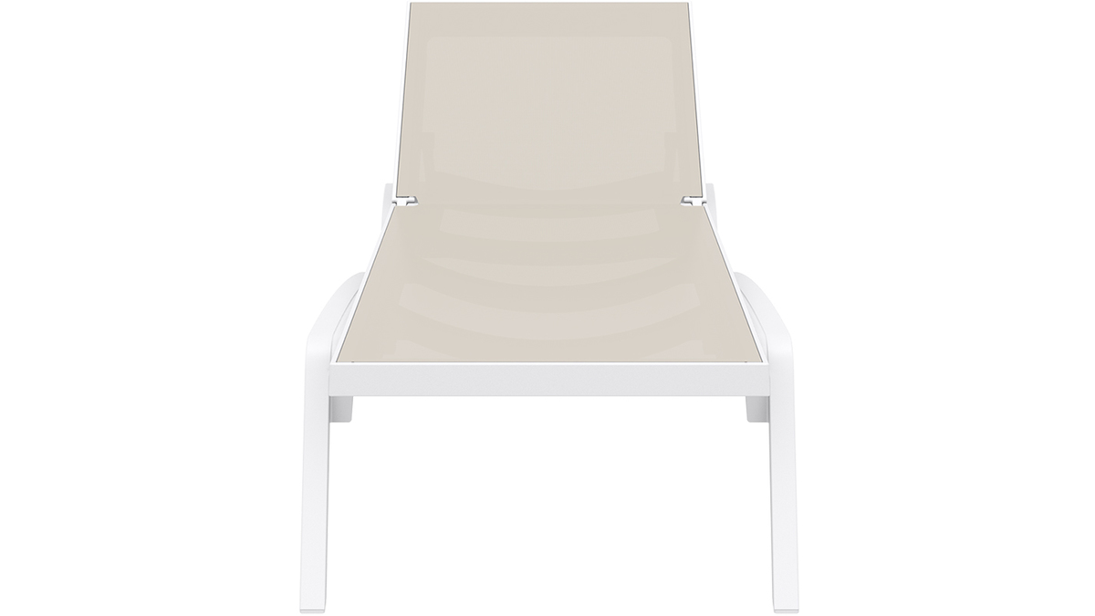 Chaise longue empilable blanc et taupe CORAIL