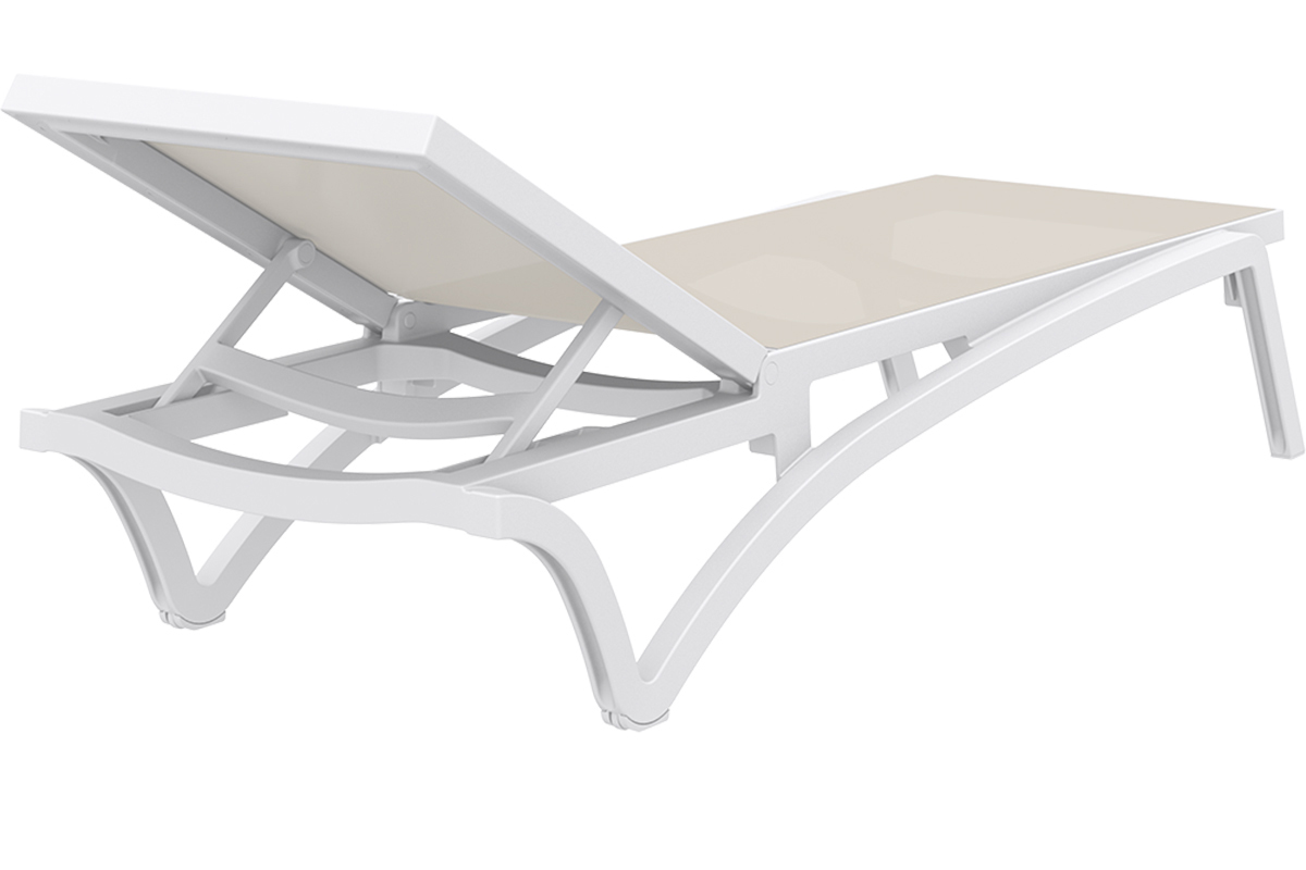 Chaise longue empilable blanc et taupe CORAIL