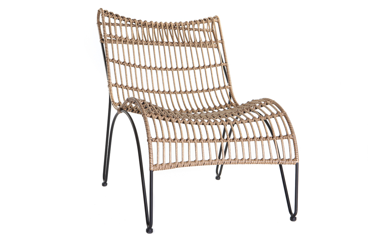 Chaise longue en fils de r�sine fa�on rotin BELLAVISTA