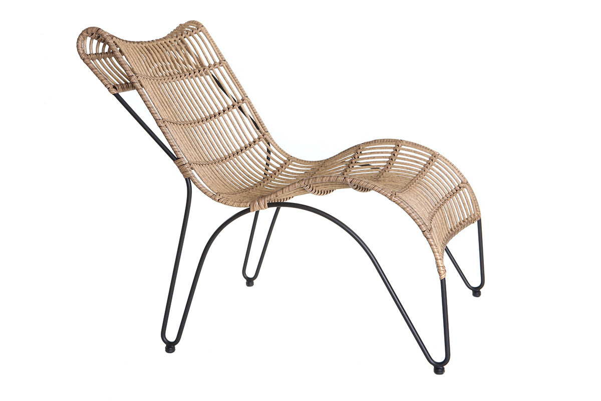Chaise longue en fils de r�sine fa�on rotin BELLAVISTA