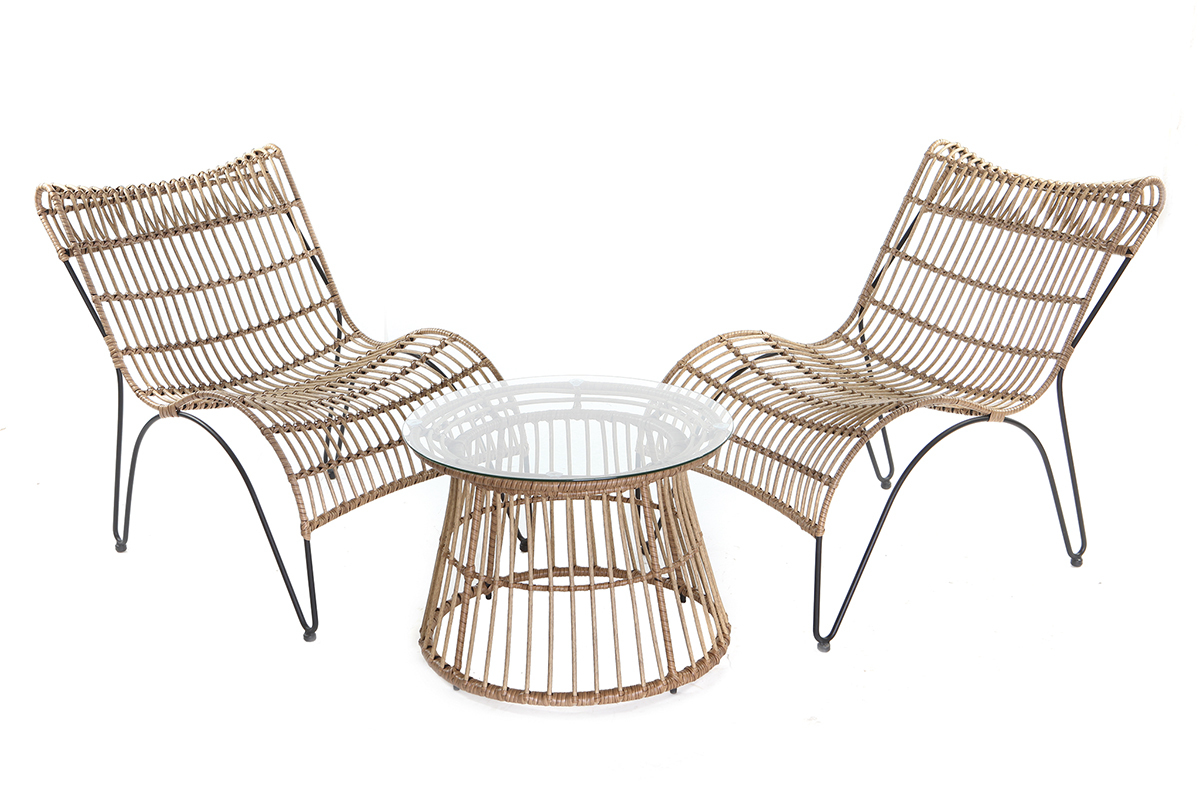 Chaise longue en fils de r�sine fa�on rotin BELLAVISTA