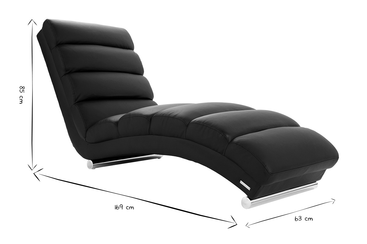Chaise longue / fauteuil design noir et acier chrom� TAYLOR