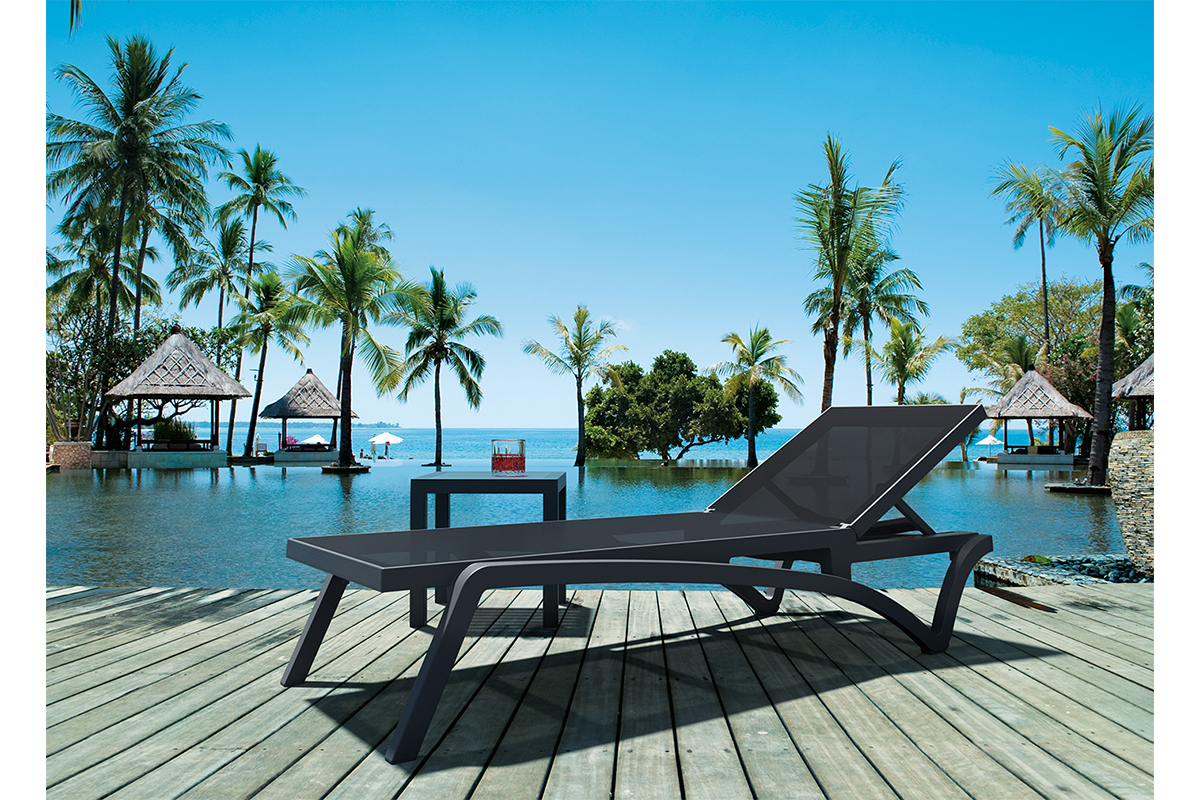 Chaise longue noir et anthracite CORAIL