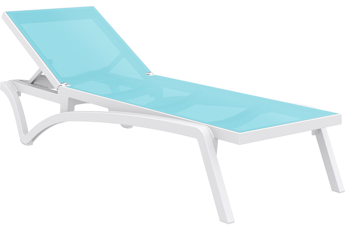 Chaise longue turquoise et blanc CORAIL