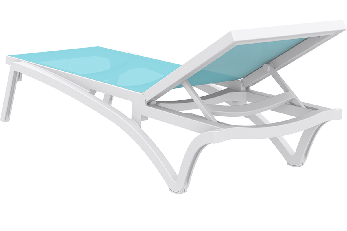 Chaise longue turquoise et blanc CORAIL