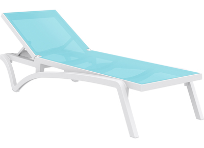 Chaise longue turquoise et blanc CORAIL
