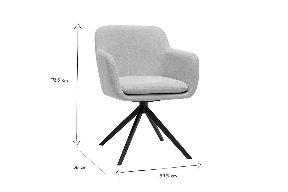 Chaise pivotante 360 en tissu effet velours textur beige et mtal noir AMIKA