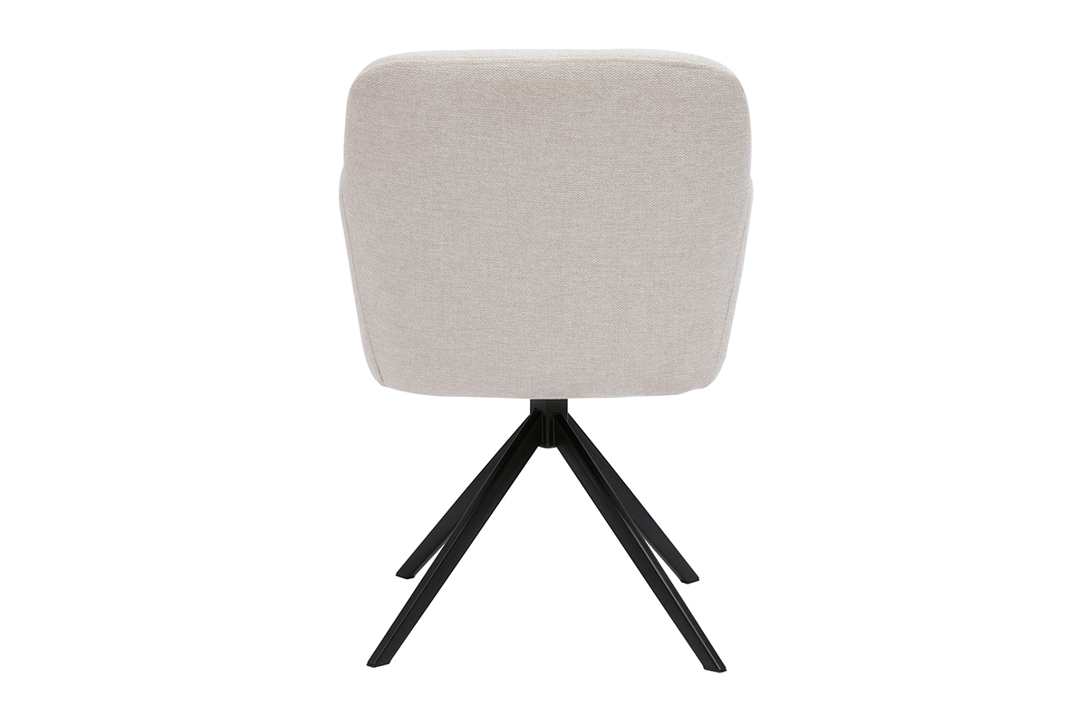 Chaise pivotante 360 en tissu effet velours textur beige et mtal noir AMIKA