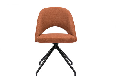 Chaise pivotante 360° en tissu effet velours texturé terre brûlée et métal noir COSETTE