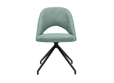 Chaise pivotante 360° en tissu effet velours texturé vert céladon et métal noir COSETTE