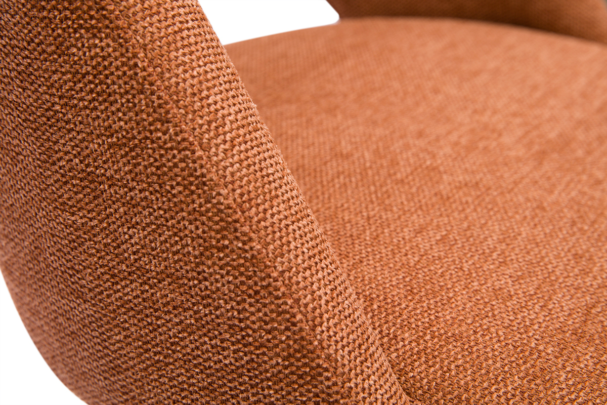 Chaise pivotante 360° en tissu effet velours texturé terre brûlée et métal noir COSETTE