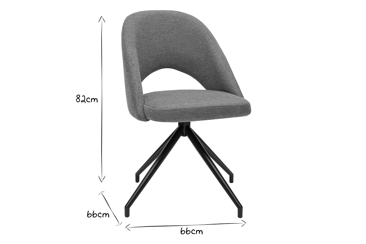 Chaise pivotante 360° en tissu effet velours texturé terre brûlée et métal noir COSETTE
