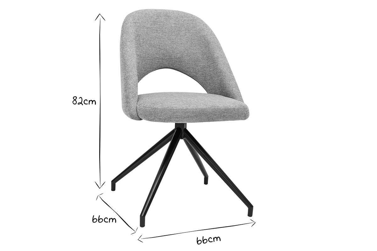 Chaise pivotante 360° en tissu effet velours texturé vert céladon et métal noir COSETTE