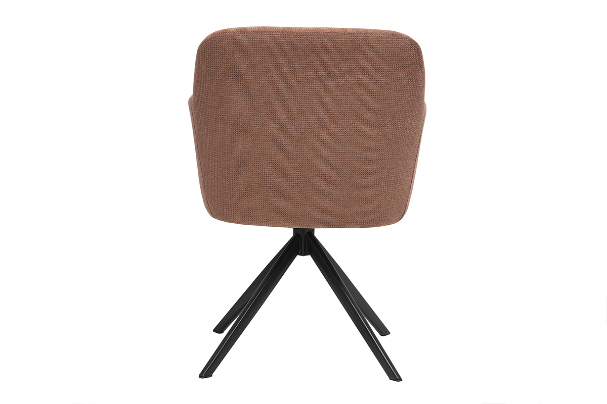 Chaise pivotante 360� en tissu chenille terre br�l�e et m�tal noir AMIKA